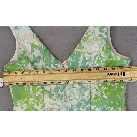 NWT Kay Unger NY Sz 4 Taylor Abstract Jacquard V Neck Slvls Midi Fit N Flare Drs - Picture 13 of 15